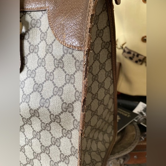 Rare Vintage GUCCI GG Monogram Tote Bag Purse Handbag Carry On Luggage Duffle GG - Picture 9 of 12